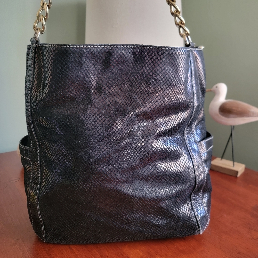 Michael Kors Delancy Large Python Embossed Irides… - image 6